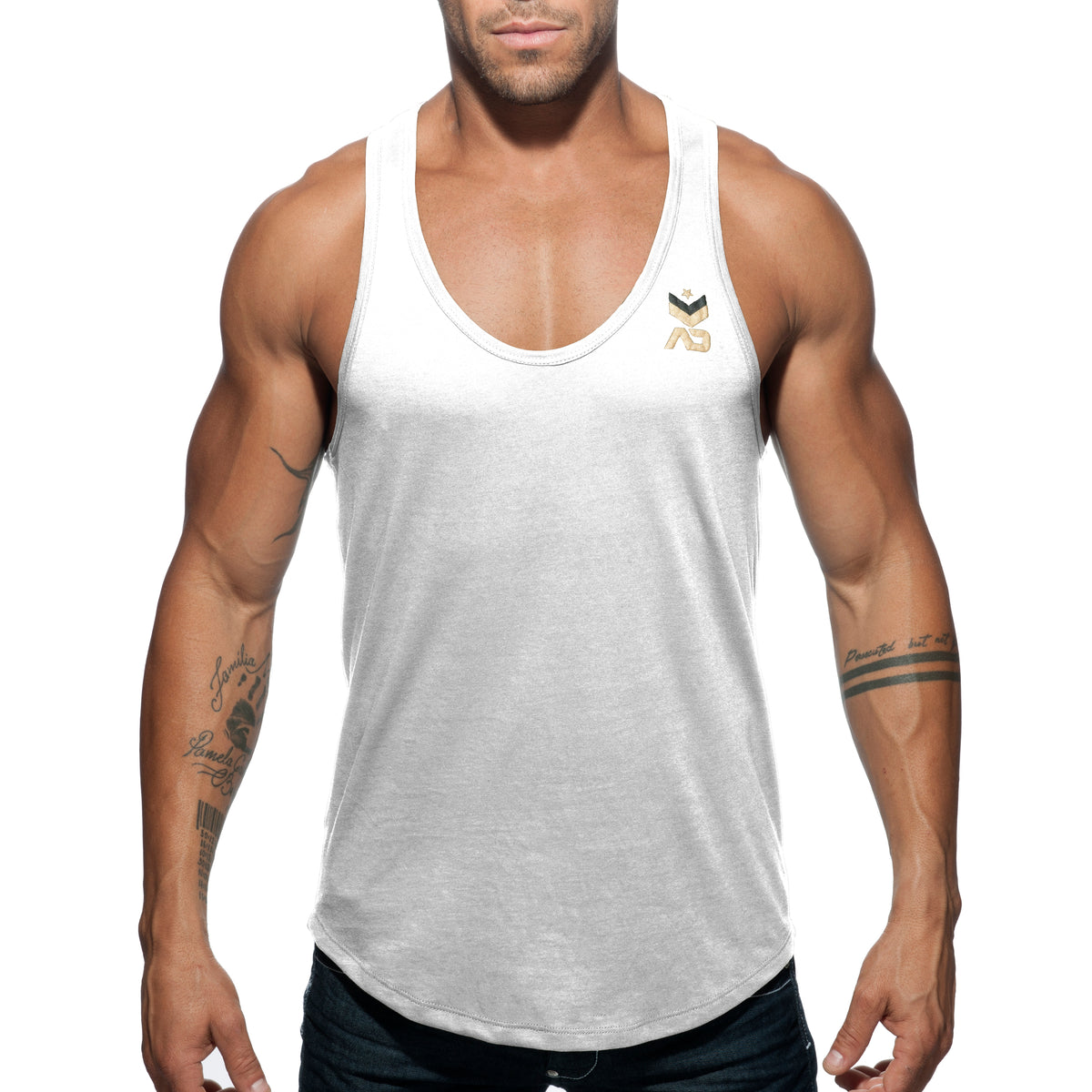 Addicted Military Tank Top White AD611