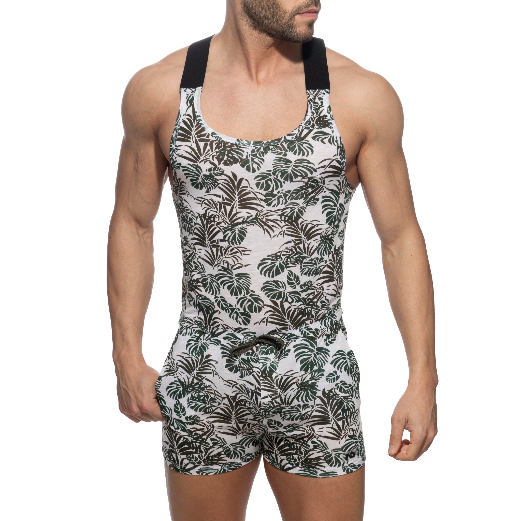 Addicted Tropicana Overalls Khaki AD1265