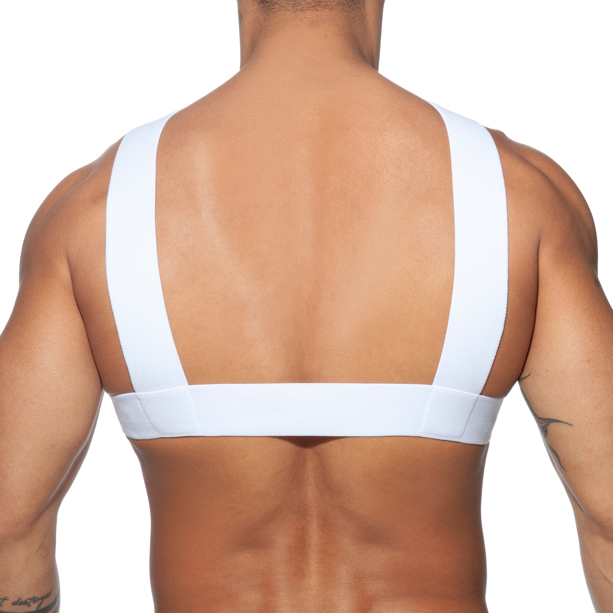 AD Fetish Double Ring Harness White ADF116