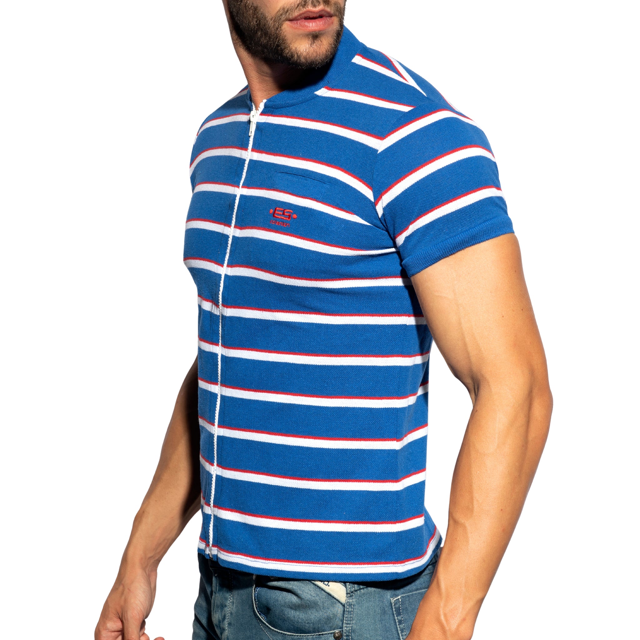 ES Collection Stripes Polo Shirt Royal Blue POLO34