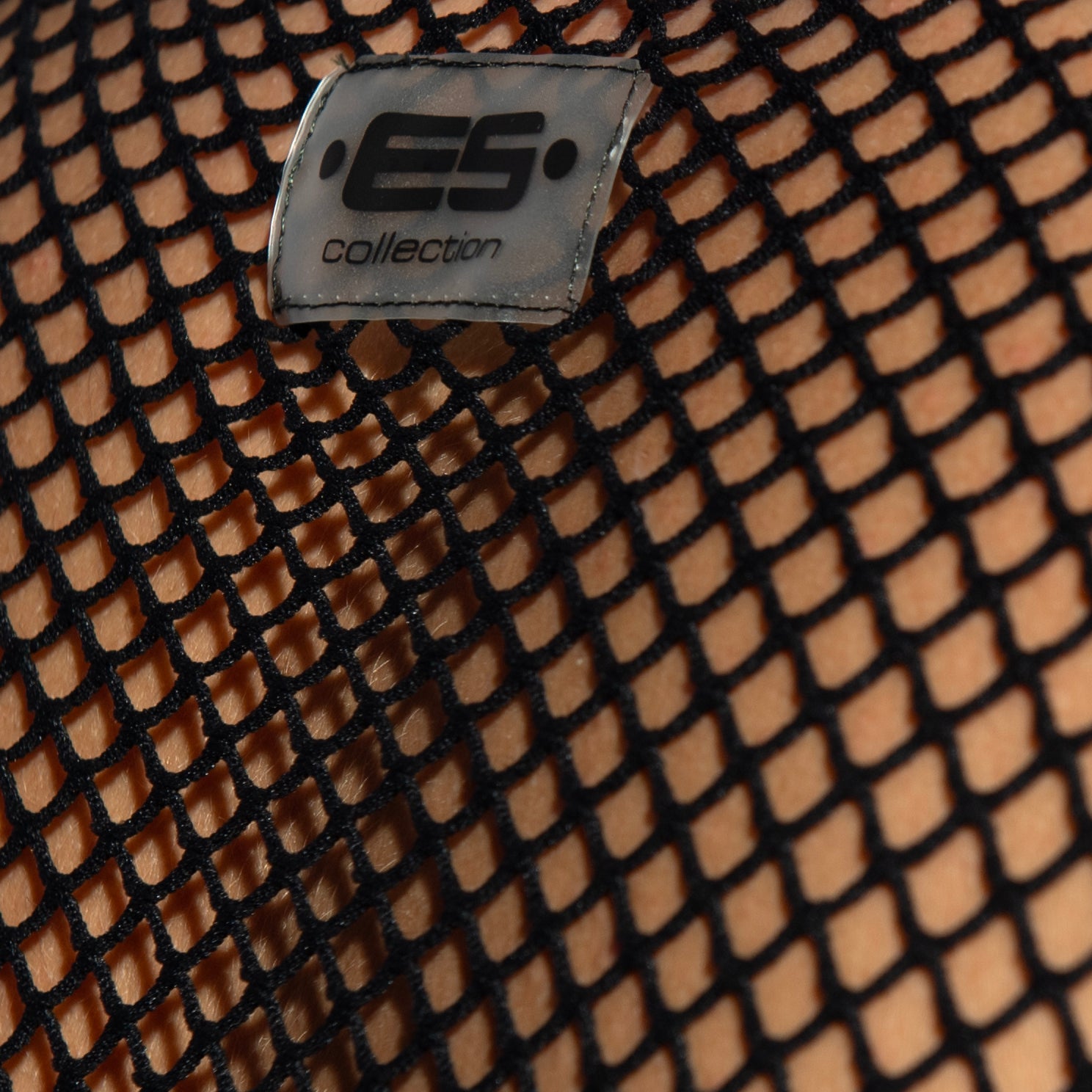 ES Collection Beachy Net Midriff Crop Top Black TS338