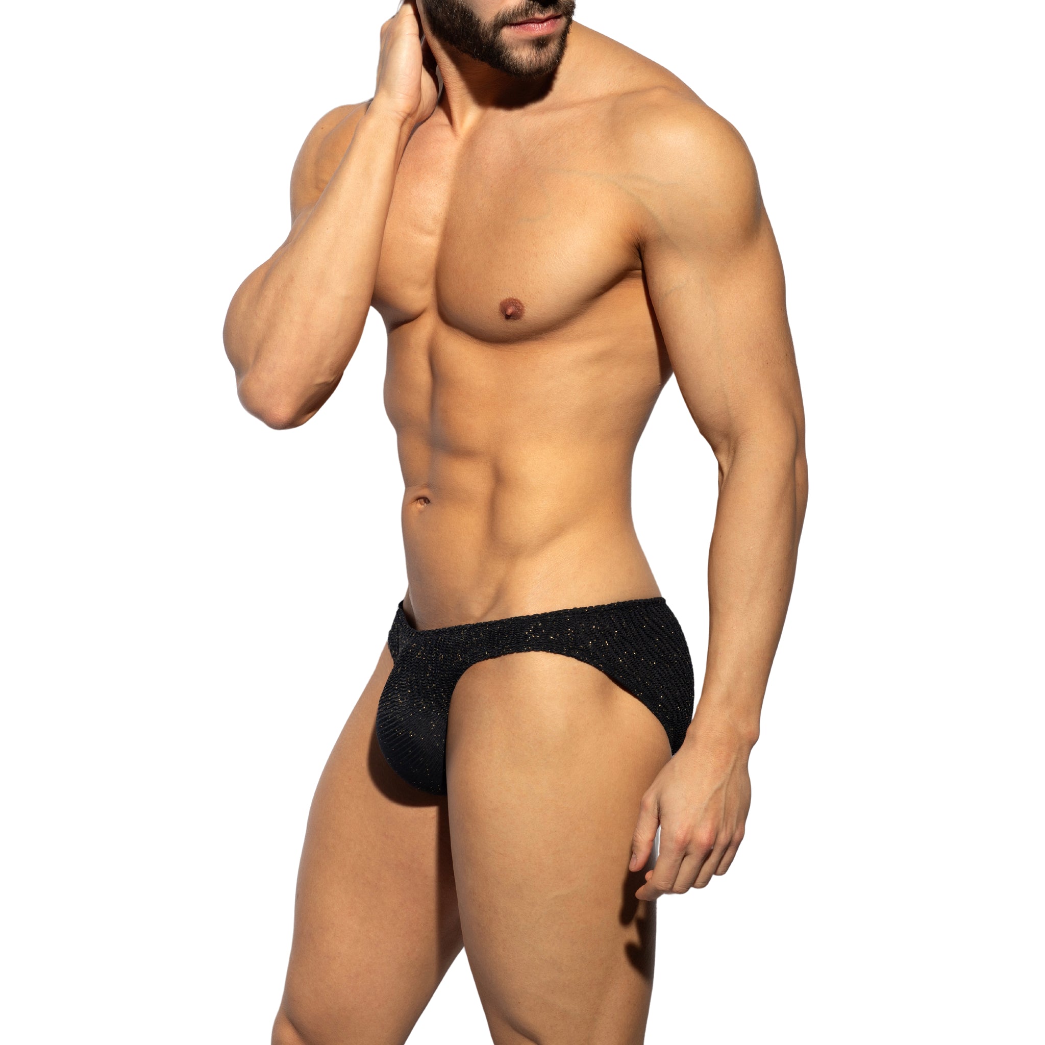 ES Collection Gold Glitter Bikini Brief Black UN617
