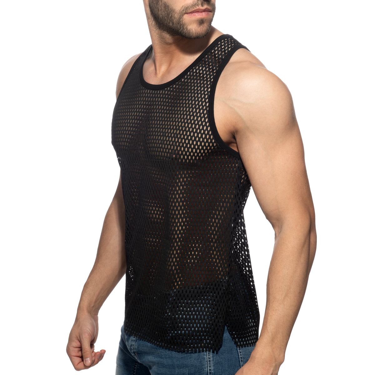 Addicted Open Mesh AD Tank Top Black AD2248