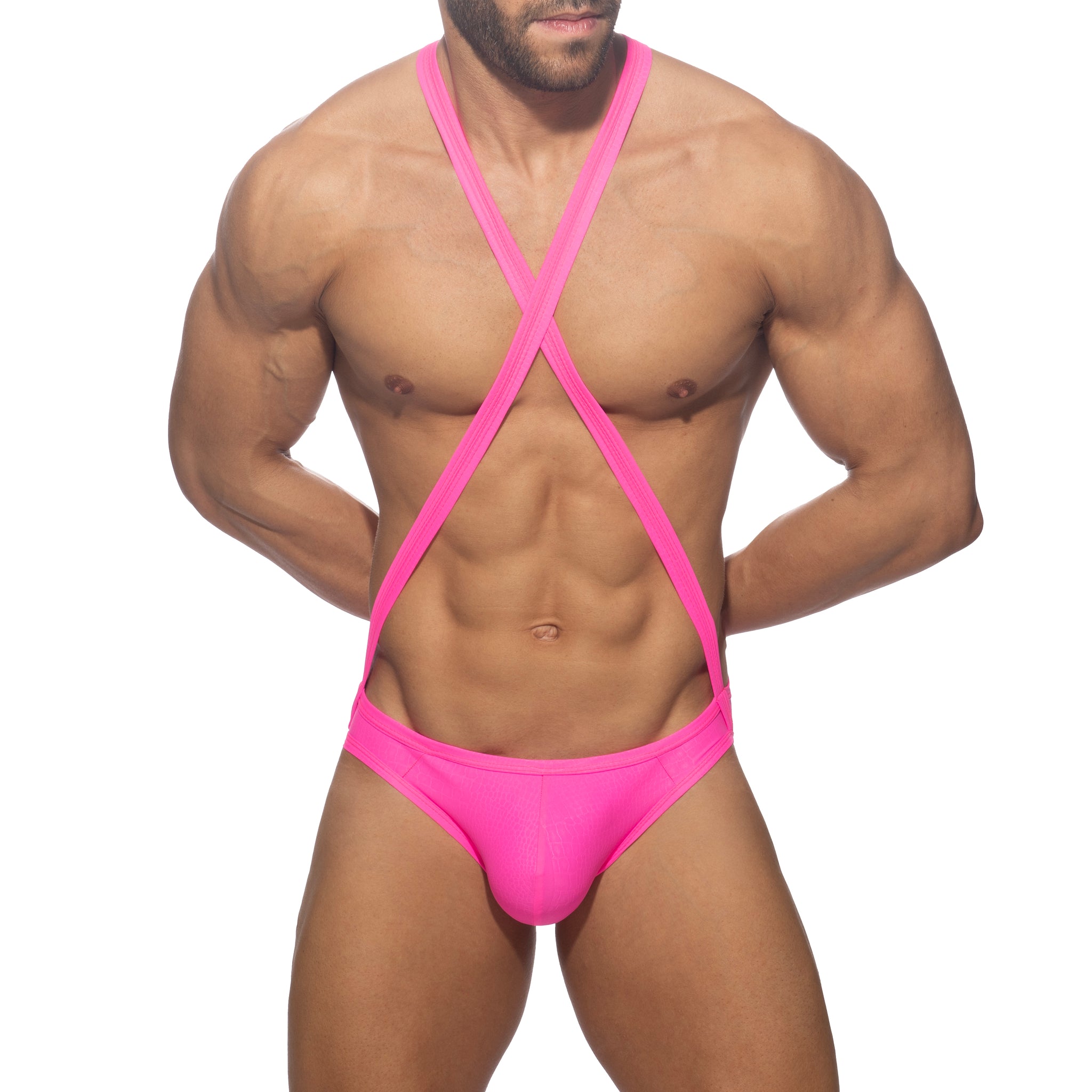 Addicted Reptile Cris Cross Bodysuit Neon Pink ADP10