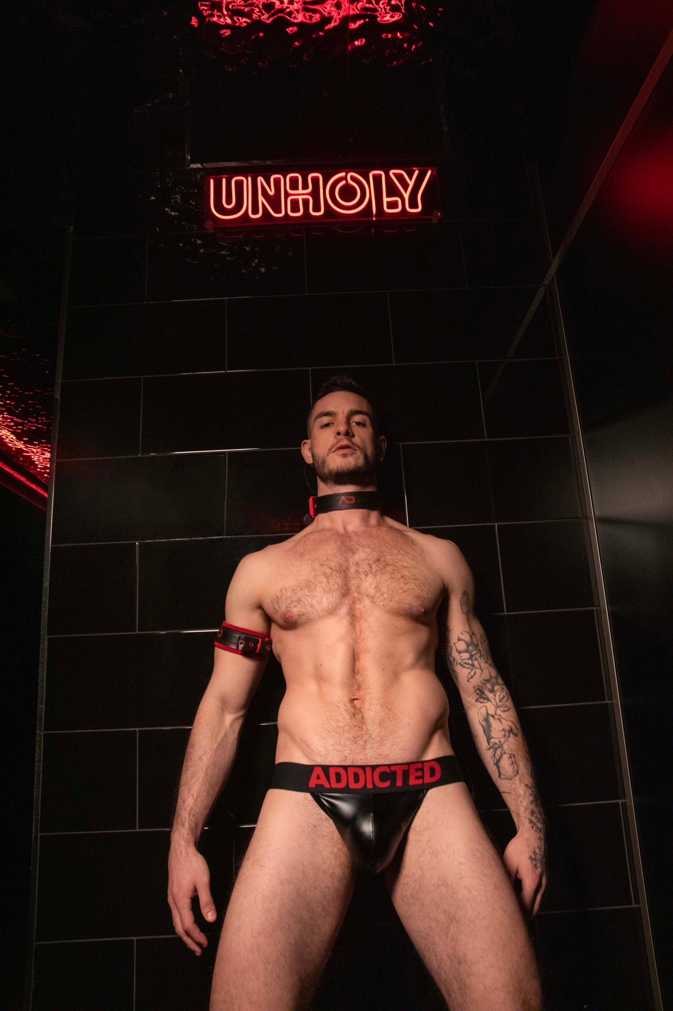 AD Fetish Leather Bracelet Red ADF42
