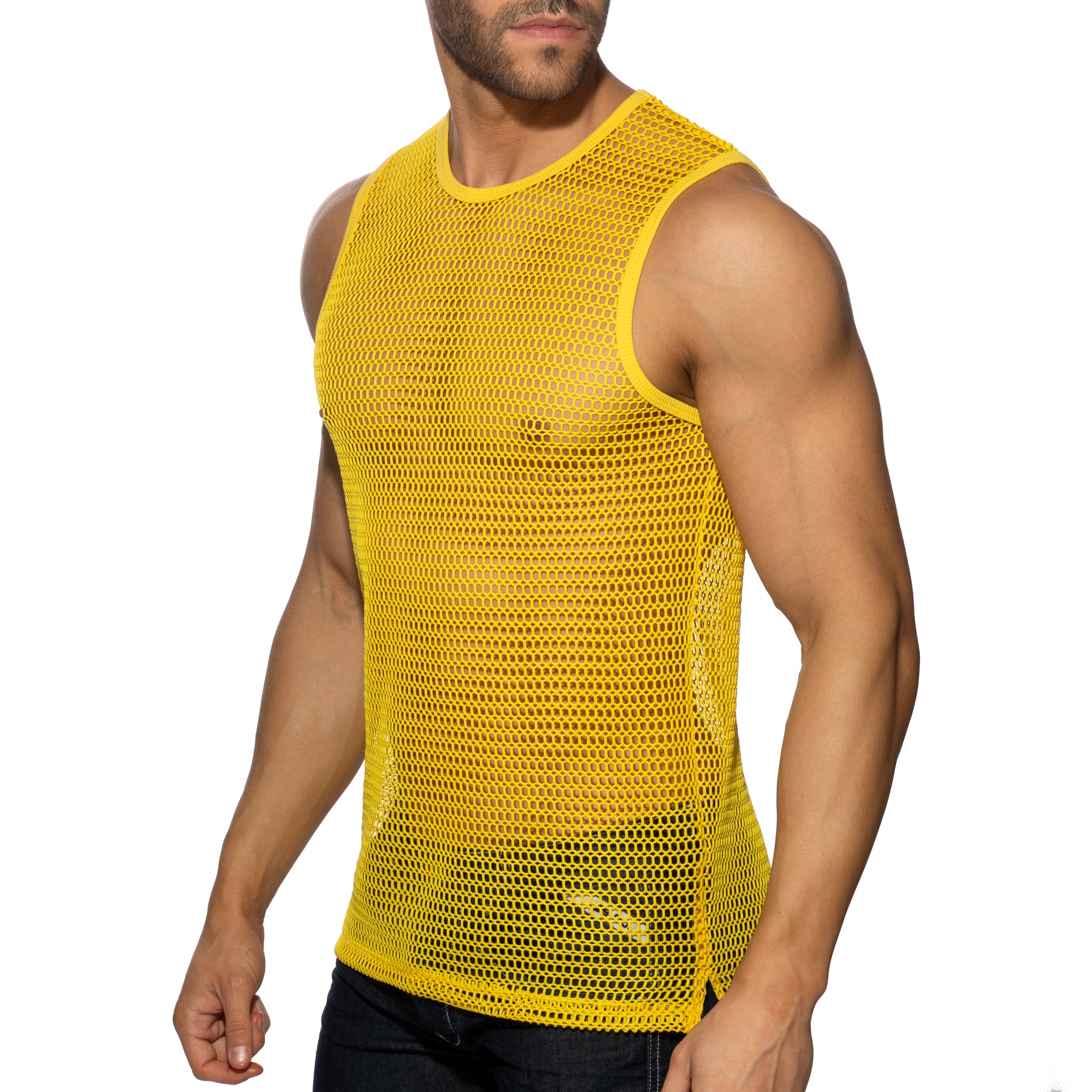 Addicted Openwork Fabric Tank Top Yellow AD1426