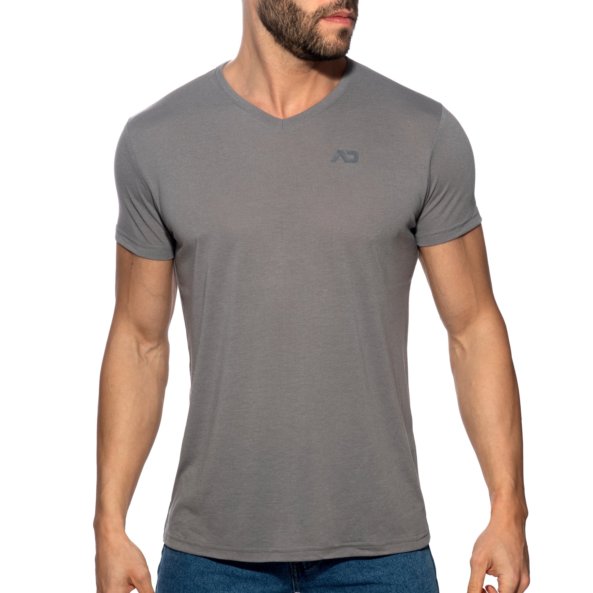 Addicted Basic V-Neck T-Shirt Heather Grey AD423