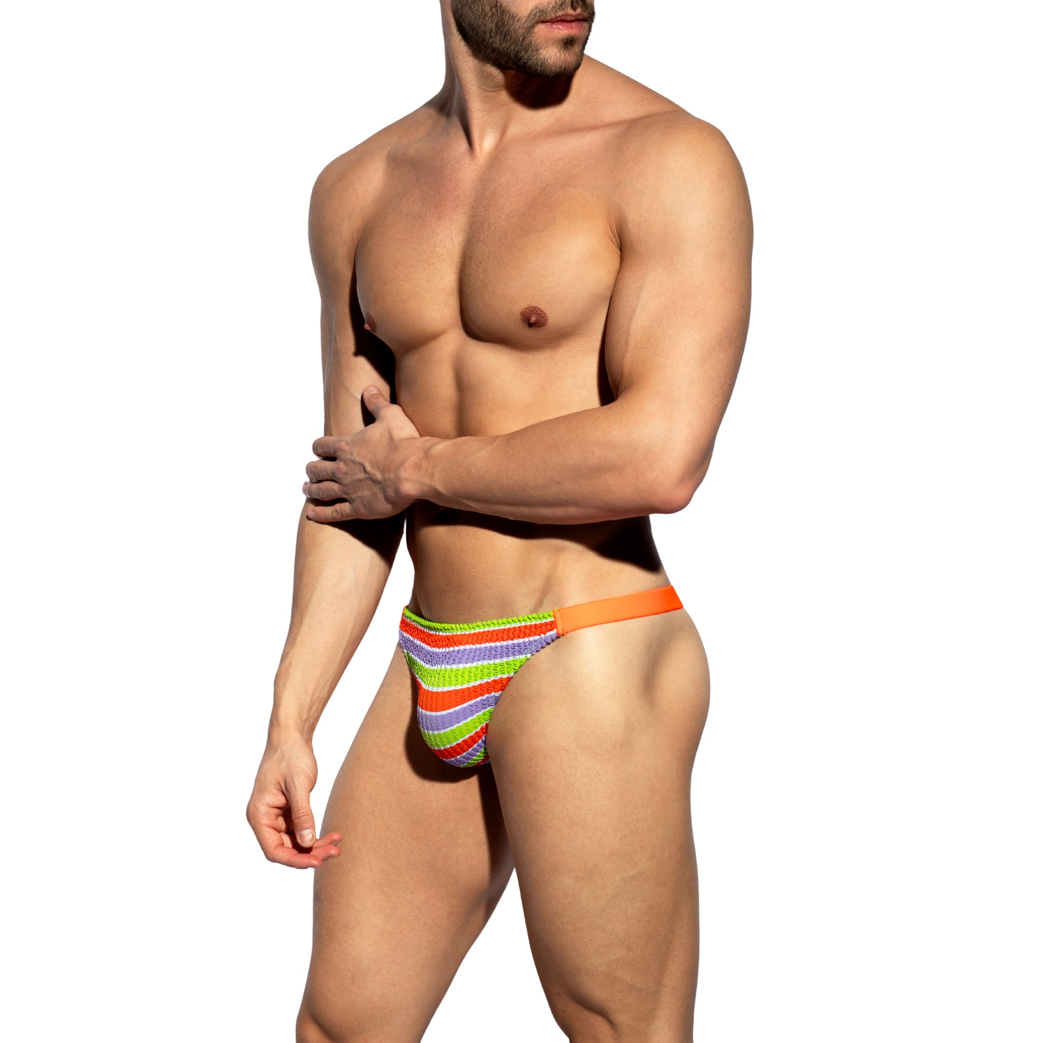 ES Collection 70's Stripes Swim Thong Neon Orange 2617