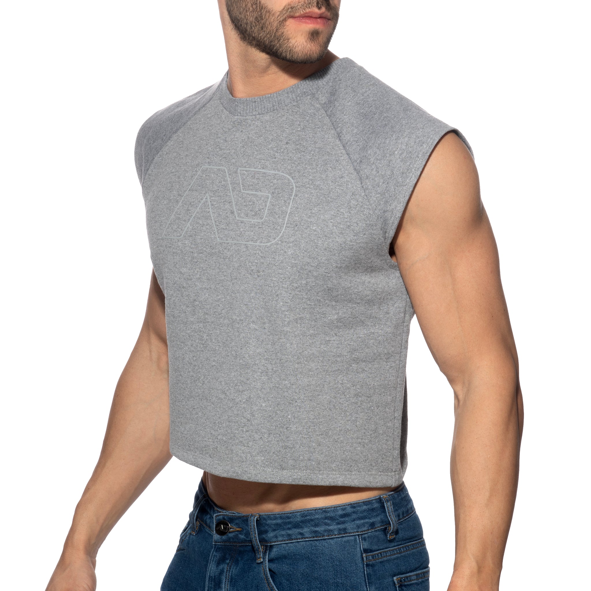 Addicted Recycled Cotton Crop Top Heather Grey AD1461