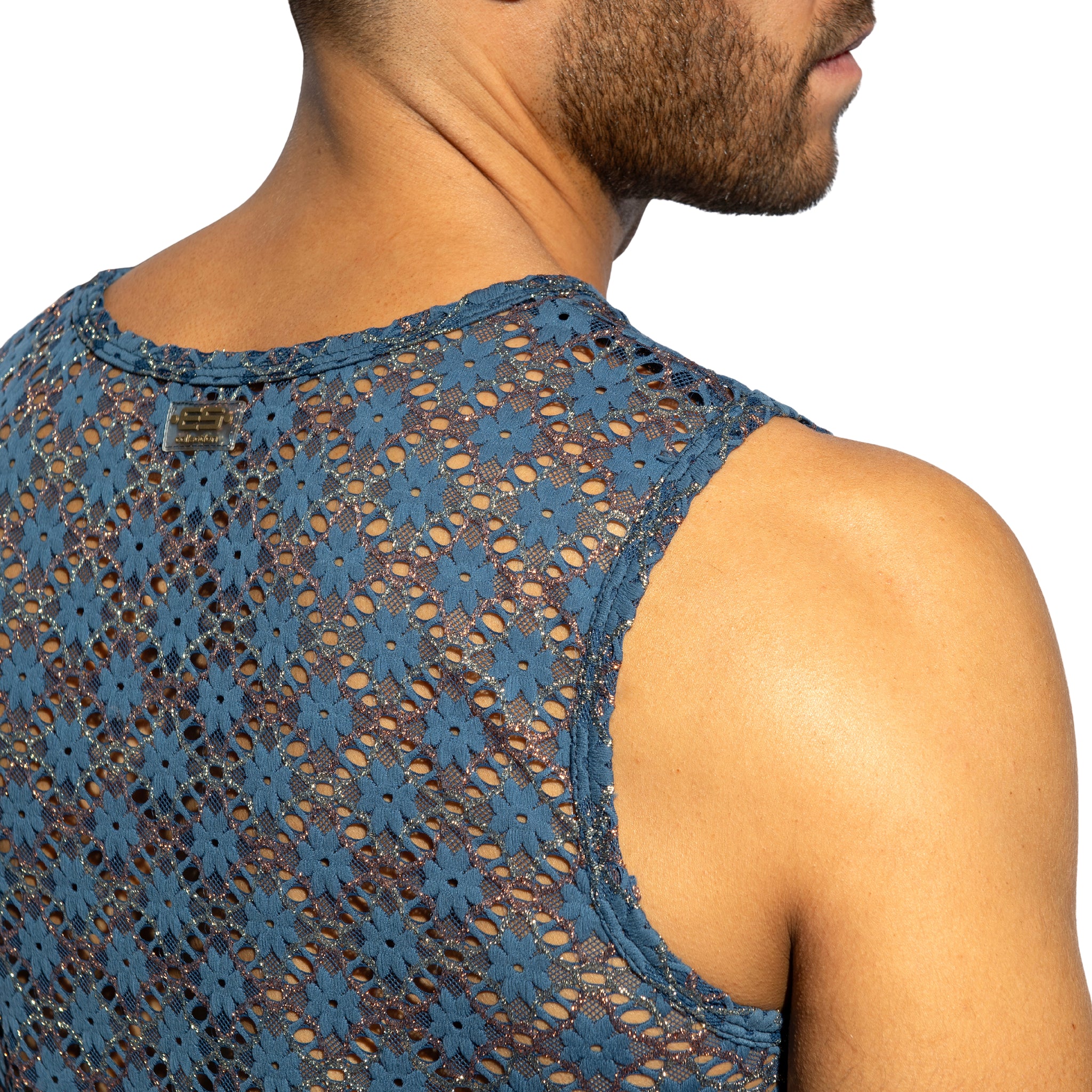ES Collection Metallic Bloom Tank Top Cobalt TS361
