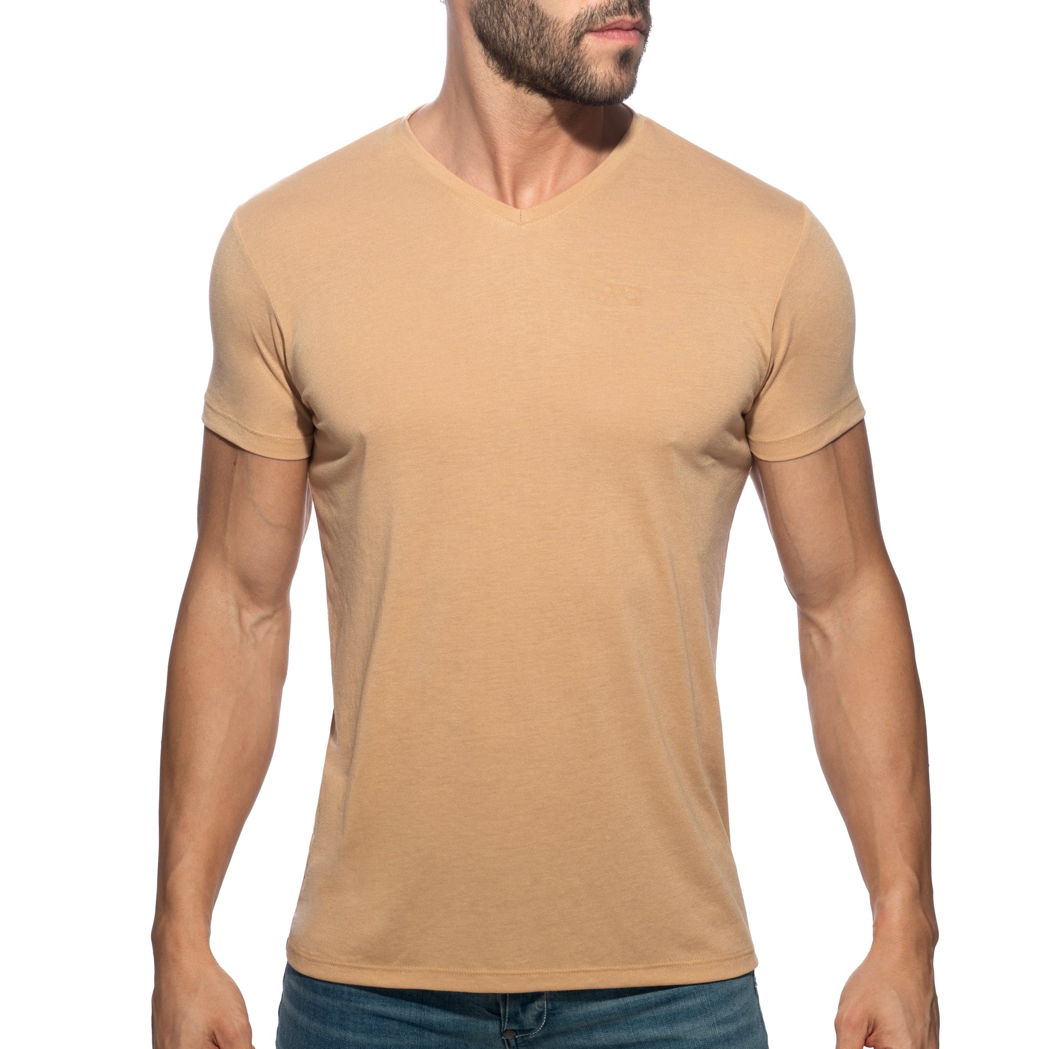 Addicted Basic V-Neck T-Shirt Beige AD423