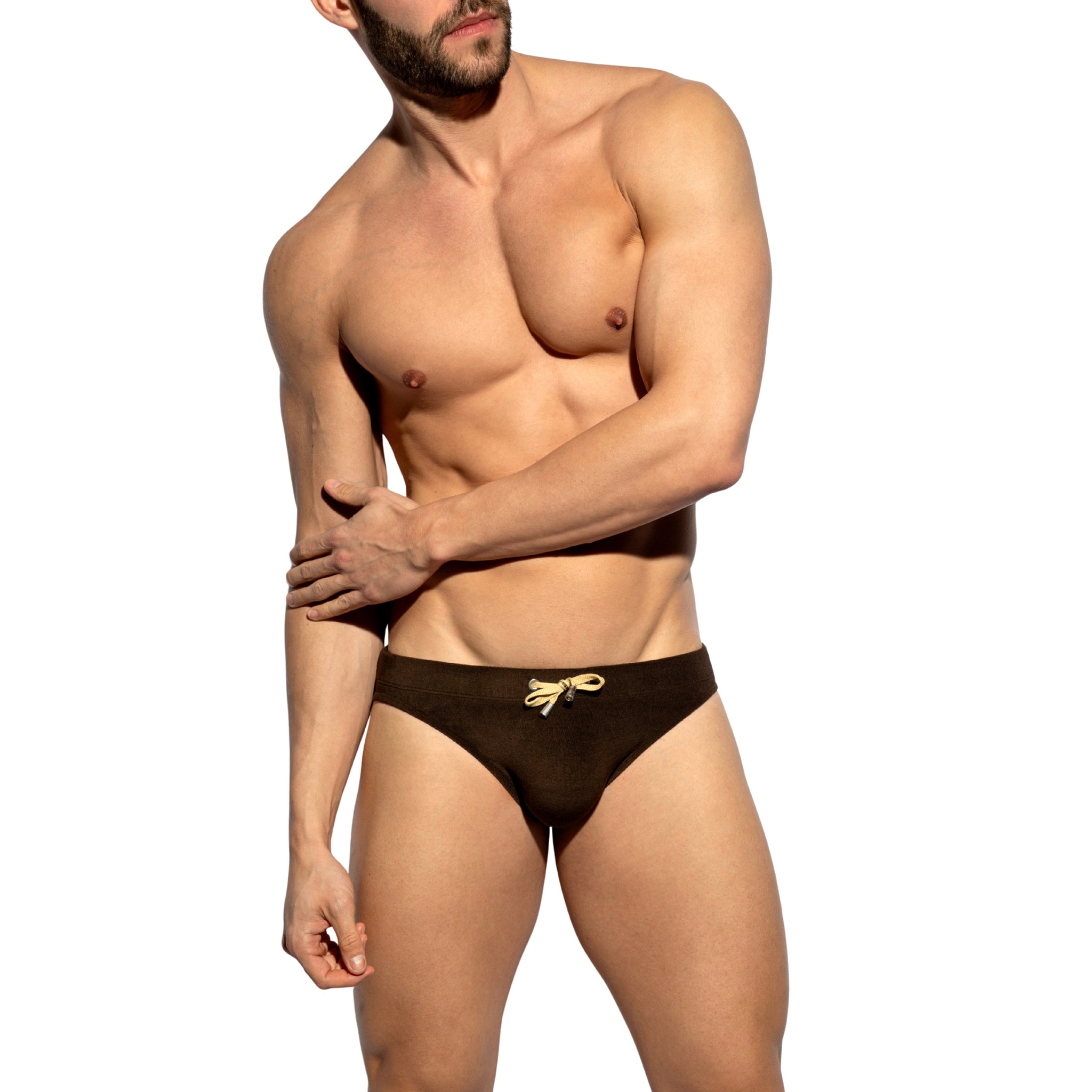 ES Collection Terrycloth Swim Bikini Brief Brown 2615