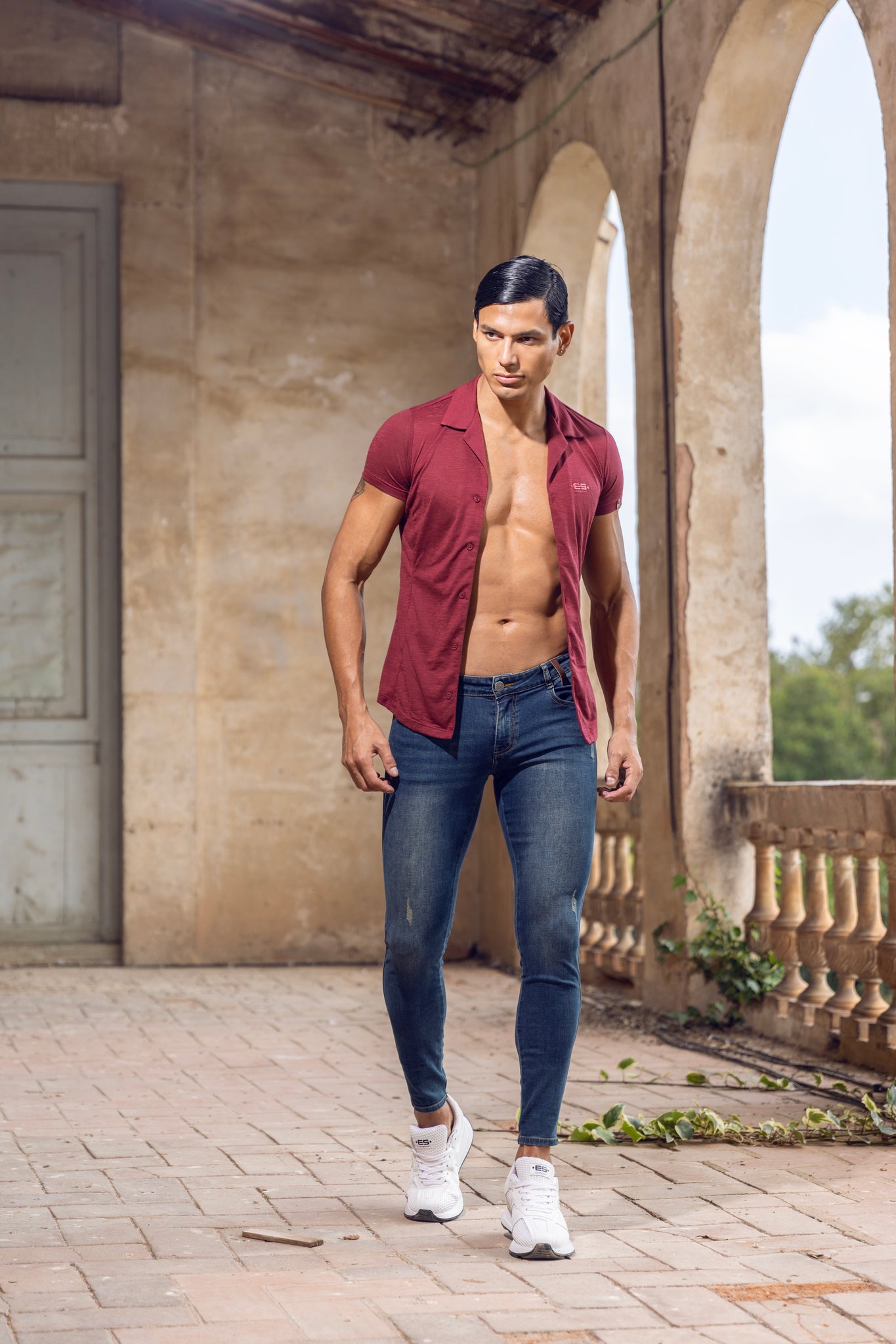 ES Collection Slim Fit Shirt Aubergine SHT023