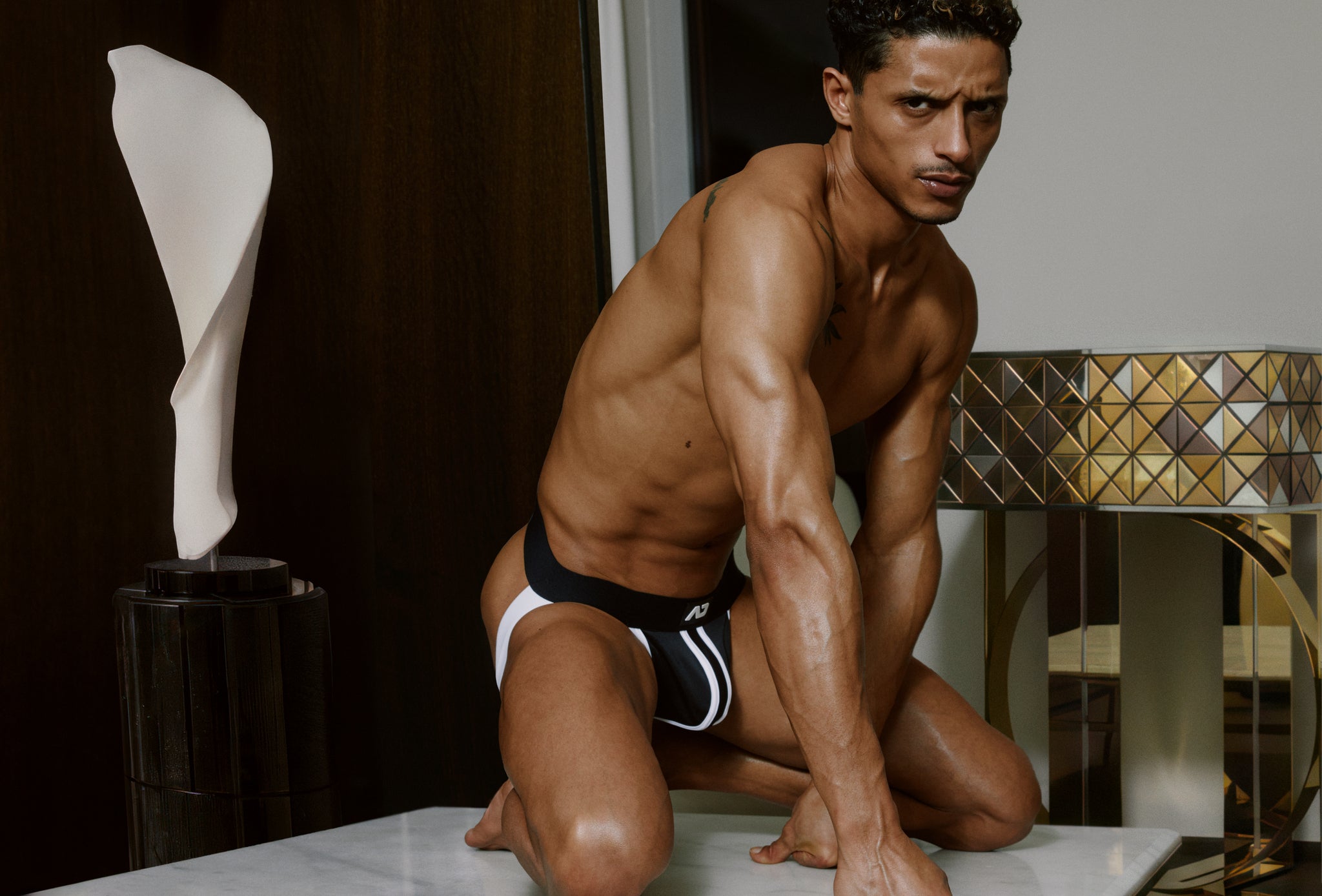 AD Fetish Stripe Jockstrap White ADF13