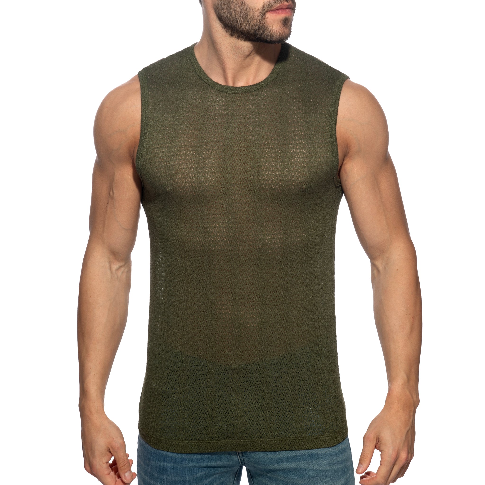 Addicted Chevron Tank Top Khaki AD1434