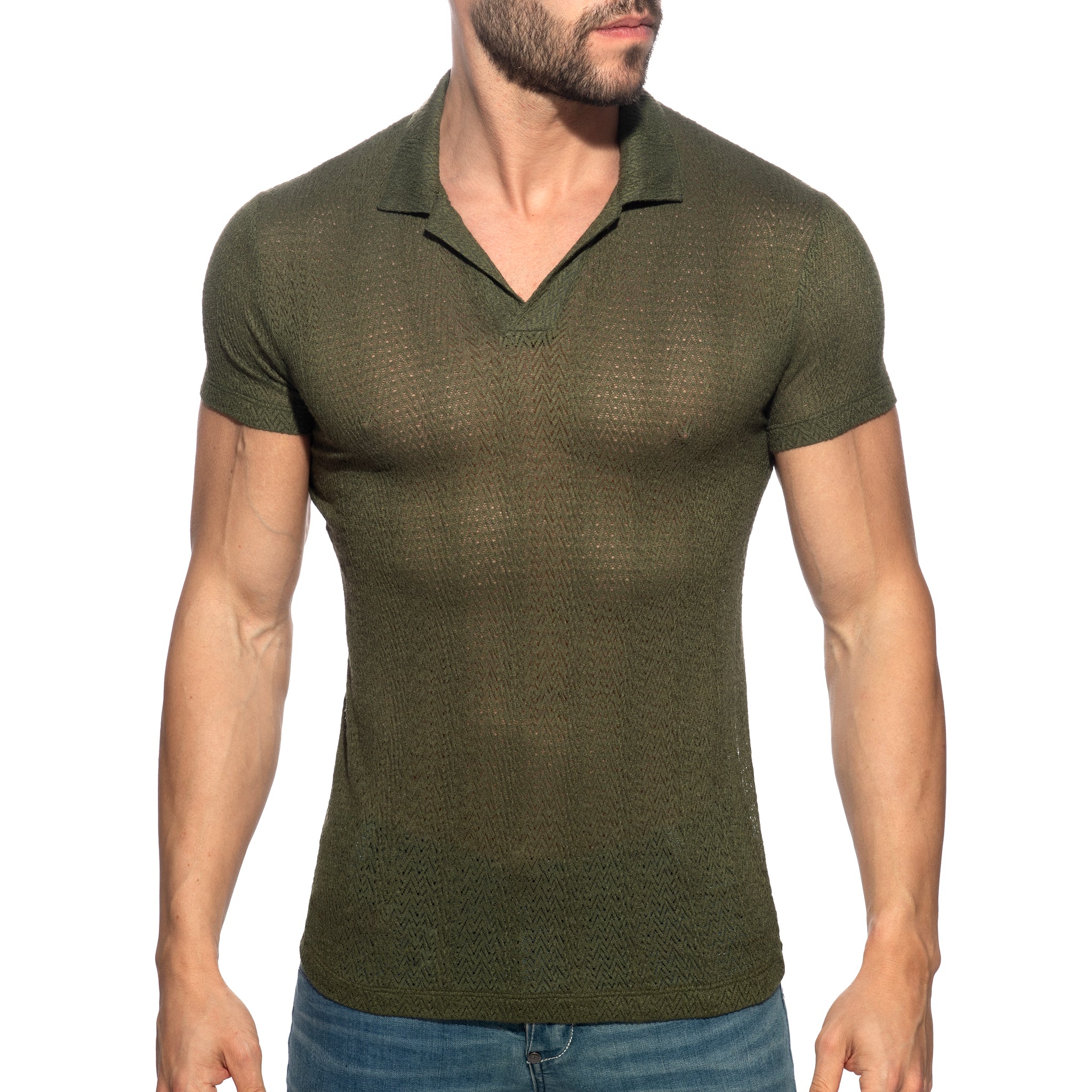Addicted Chevron Polo Shirt Khaki AD1435
