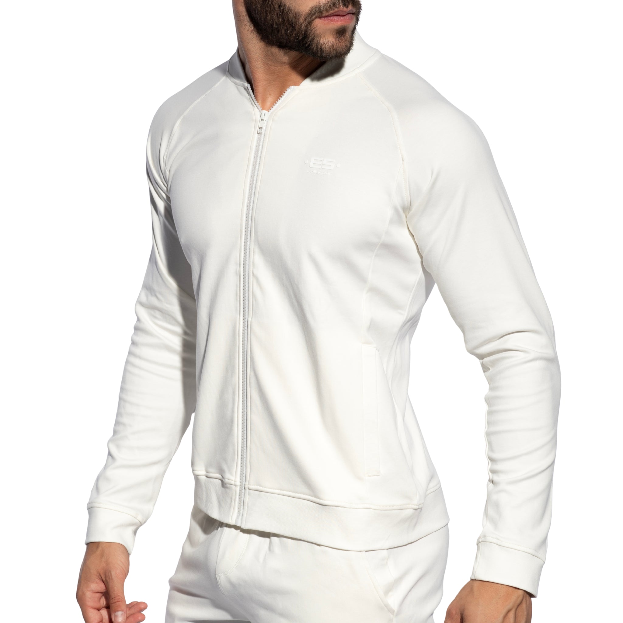 ES Collection Zip-Up Bomber Jacket White SP361