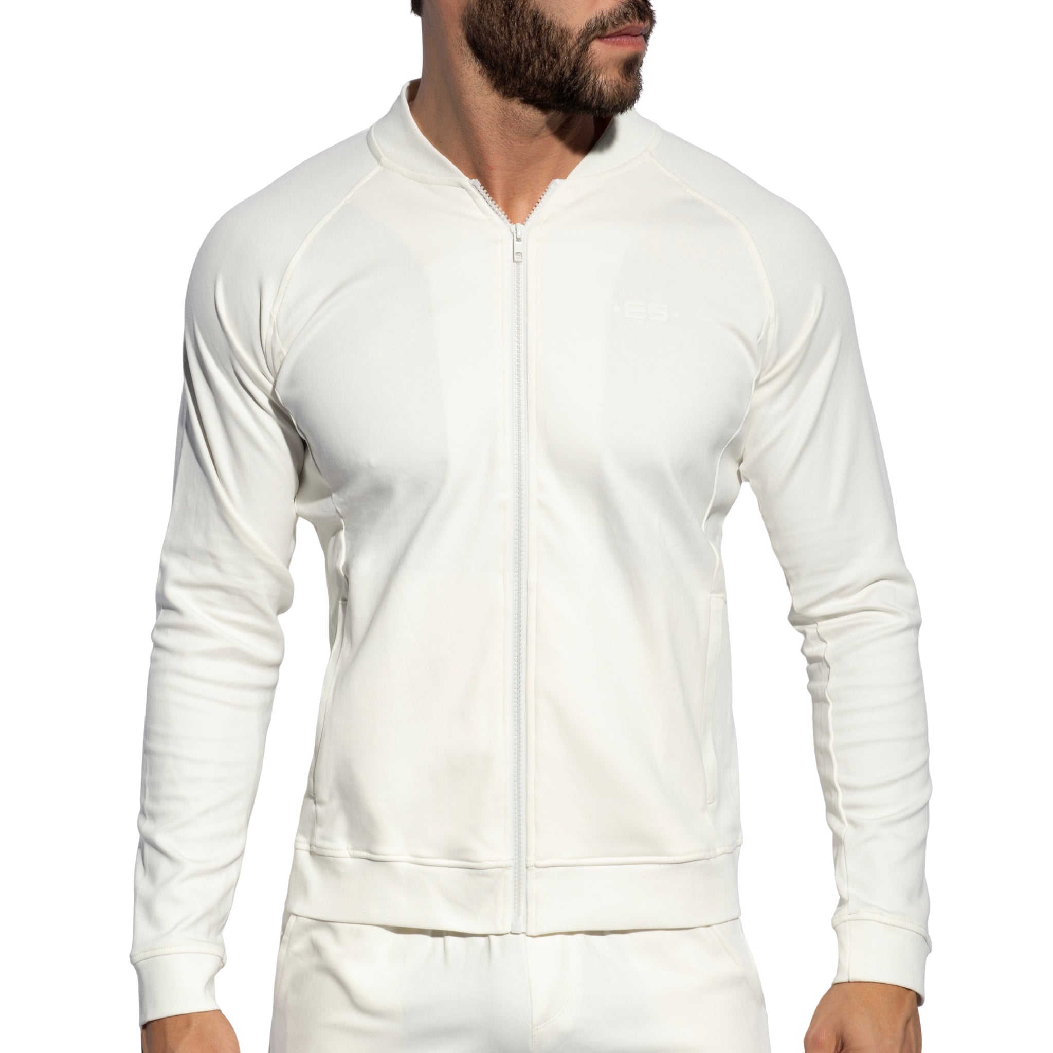 ES Collection Zip-Up Bomber Jacket White SP361