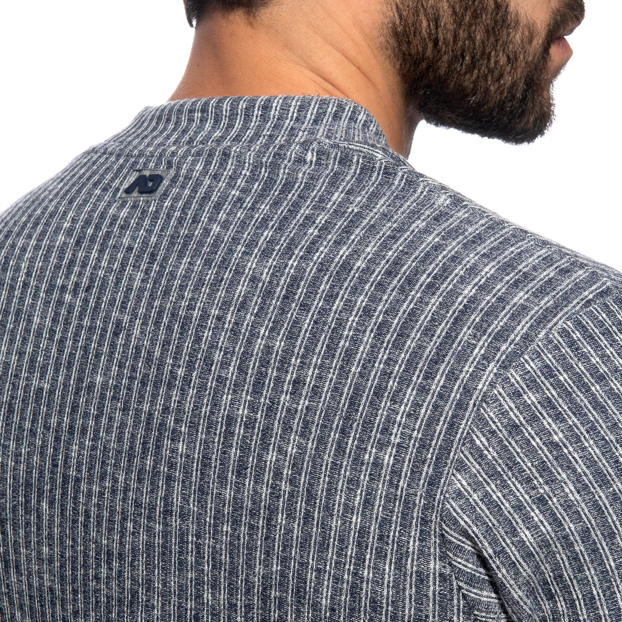 Addicted Jeans Rib Knit Polo Shirt Navy AD1472