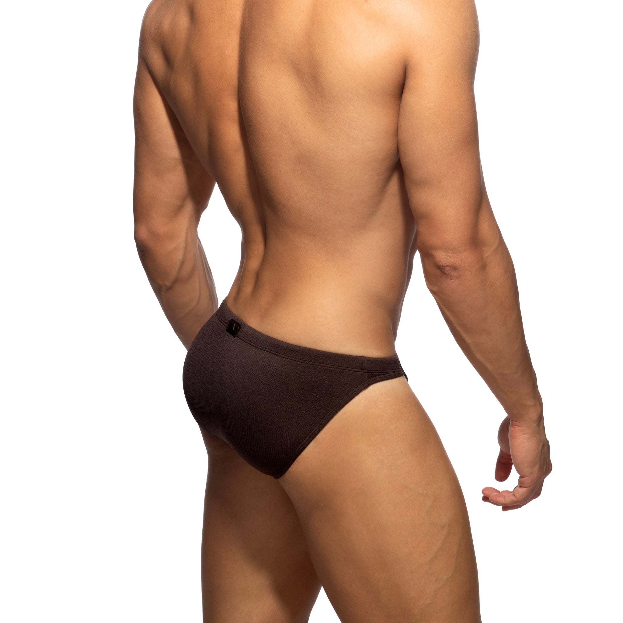 Addicted Basic Rib Swim Bikini Brief Brown ADS385