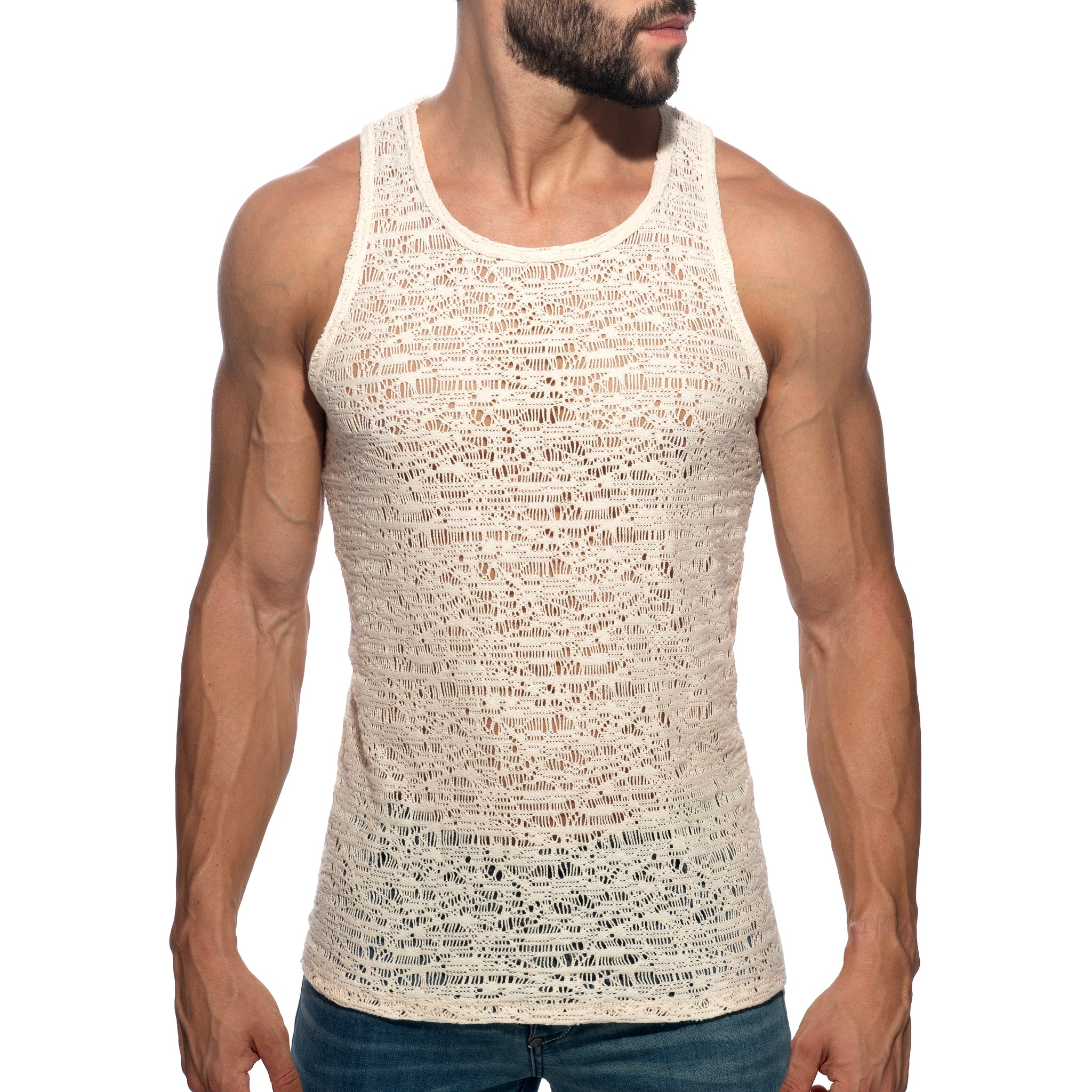 Addicted Spider Net Tank Top Ivory AD1490