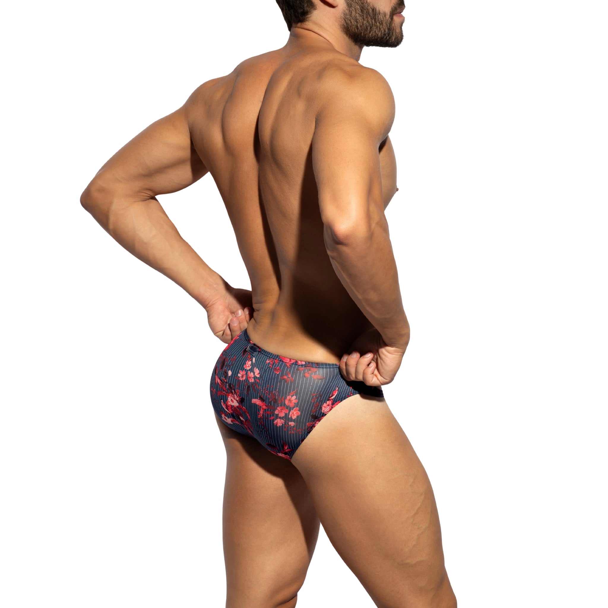 ES Collection Striped-Floral Bikini Brief Navy UN686