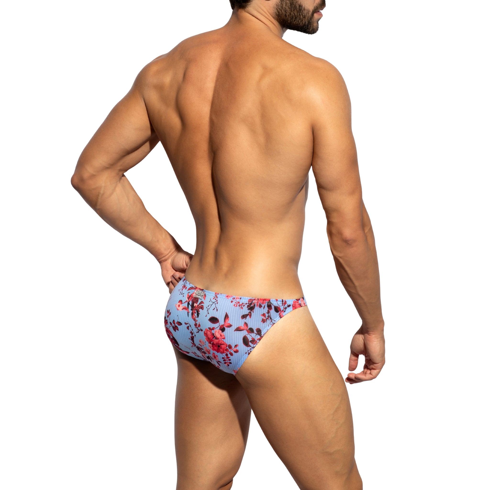 ES Collection Striped-Floral Bikini Brief Sky Blue UN686