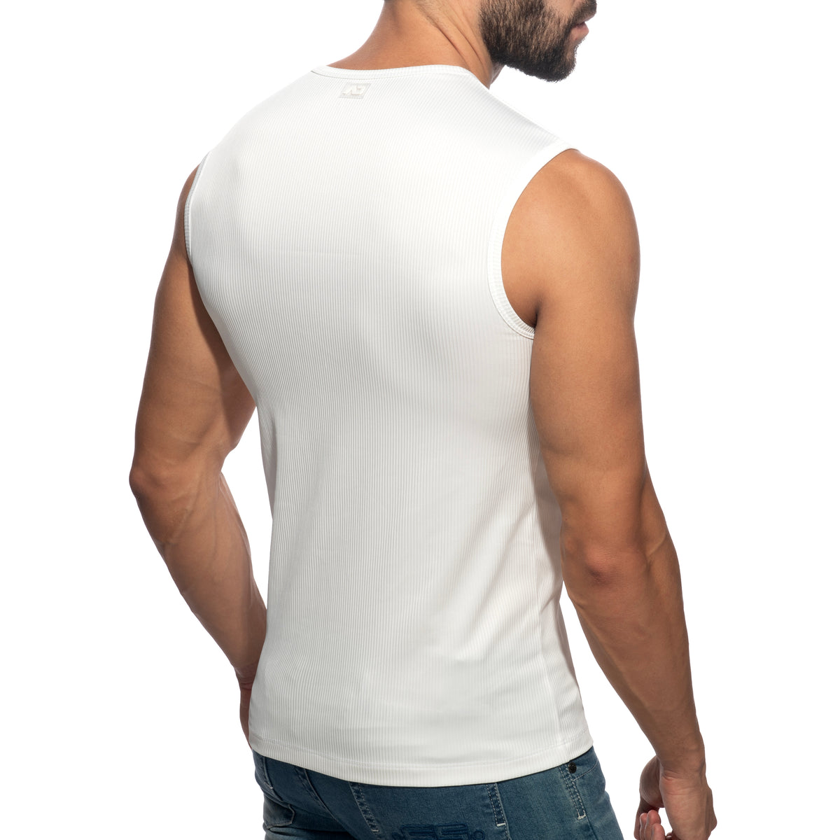 Addicted B & W Rib Tank Top White AD1516
