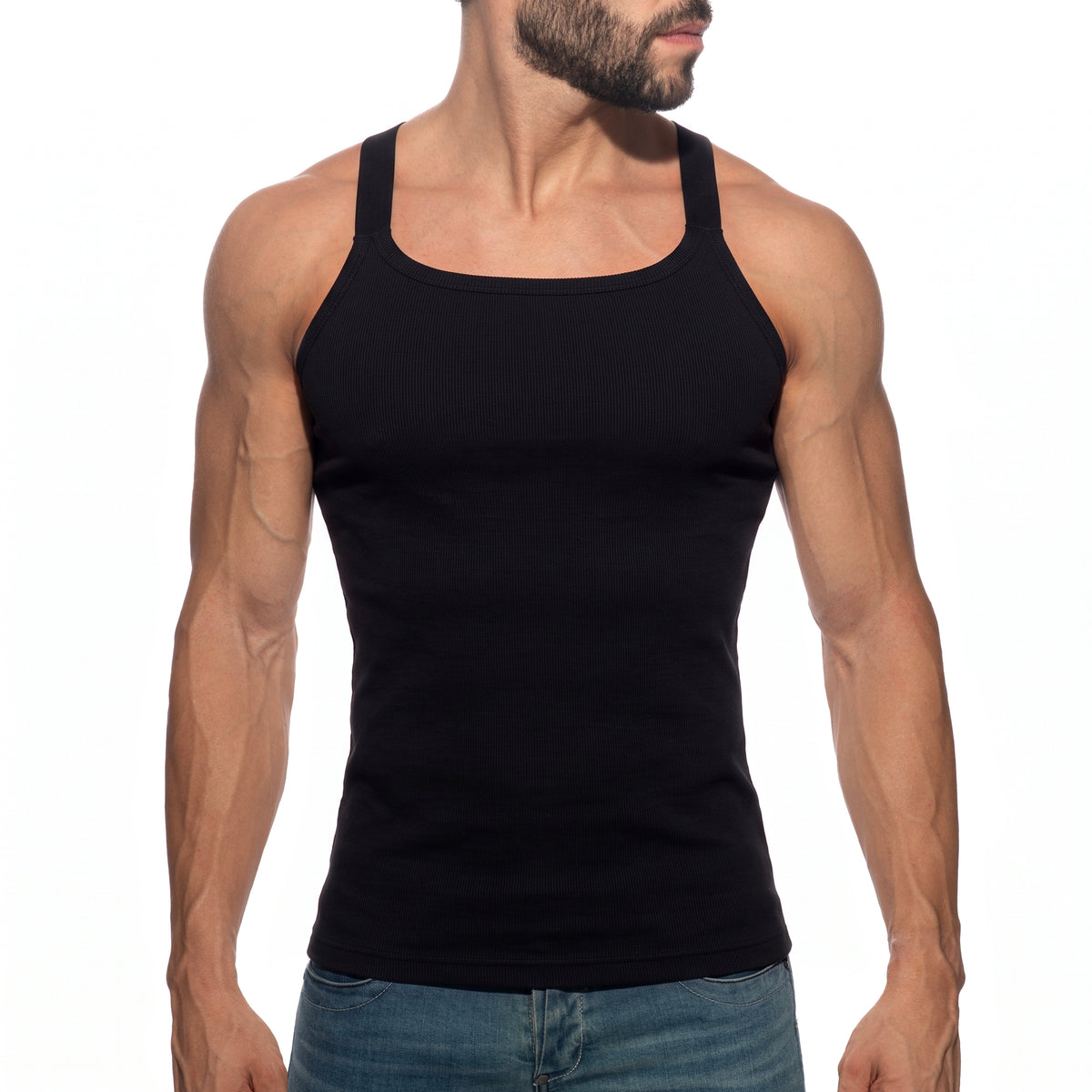 Addicted Thin Rib Tank Top Black AD1515