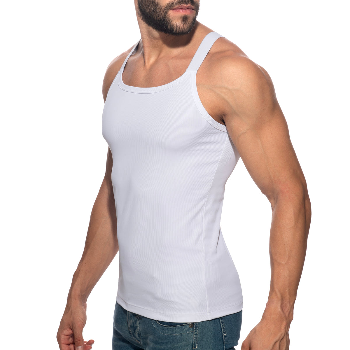 Addicted Thin Rib Tank Top White AD1515