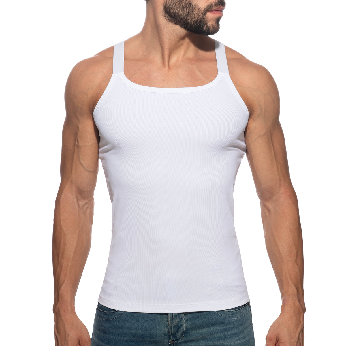 Addicted Thin Rib Tank Top White AD1515