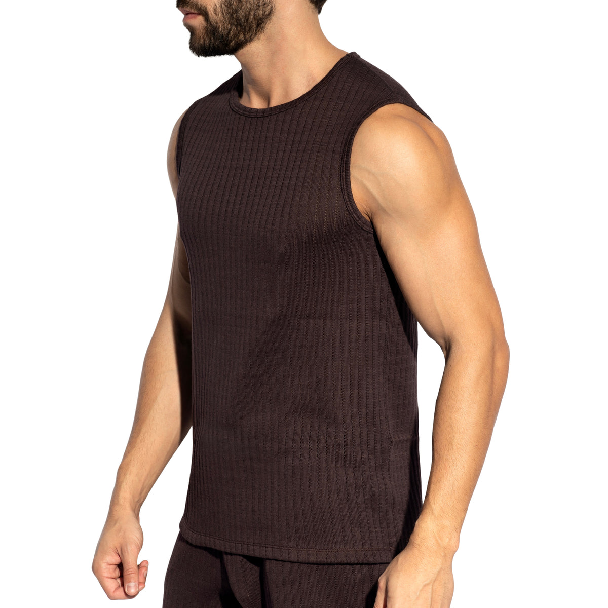 ES Collection Rustic Rib Tank Top Brown TS381