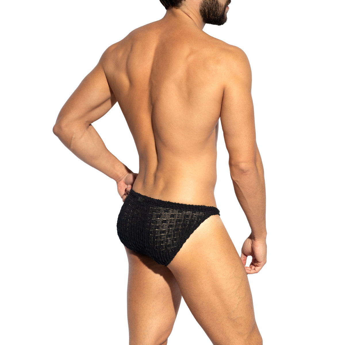 ES Collection Fuzzy Crochet Swim Bikini Brief Black 2715