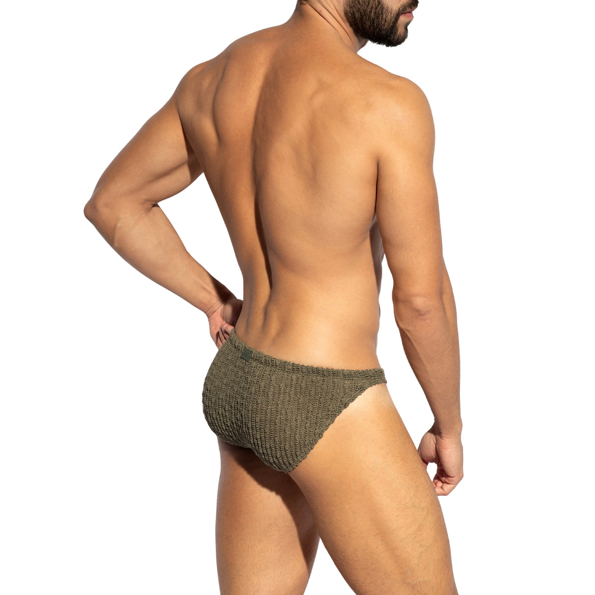 ES Collection Fuzzy Crochet Swim Bikini Brief Khaki 2715