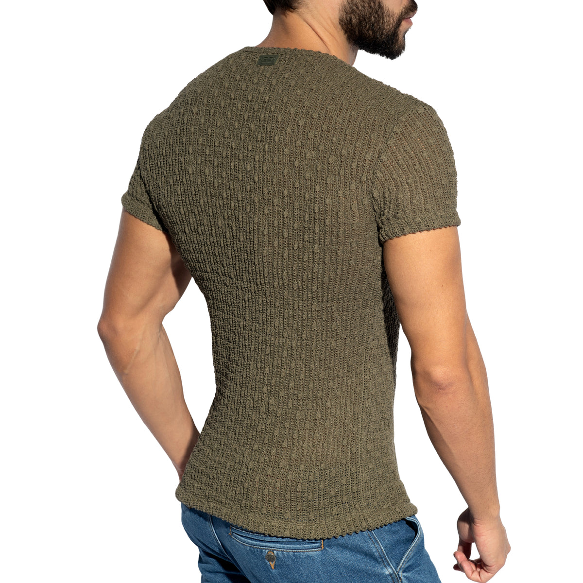 ES Collection Fuzzy Crochet T-Shirt Khaki TS385