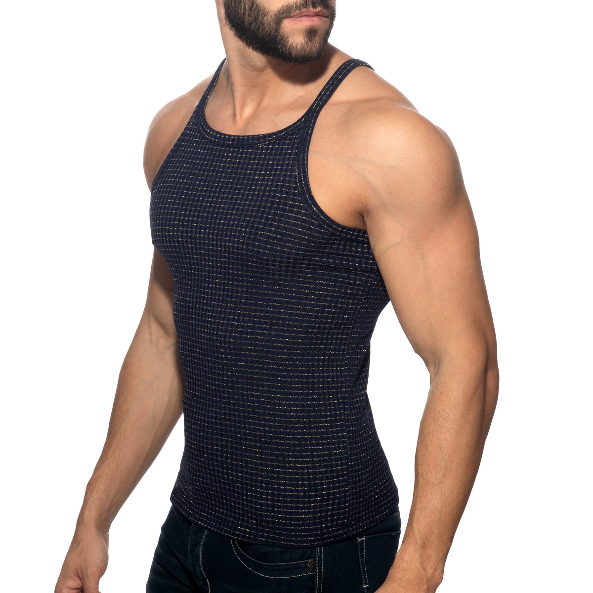 Addicted Lurex Luxe Tank Top Navy AD1532