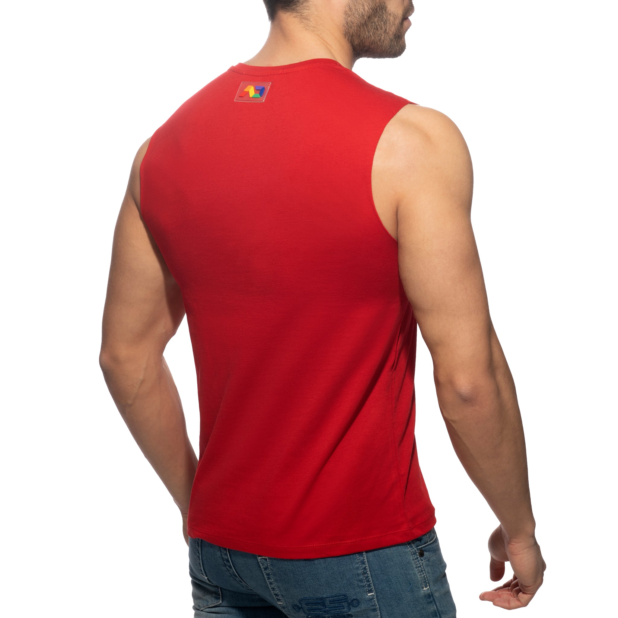 Addicted Rainbow Tape Tank Top Red AD992