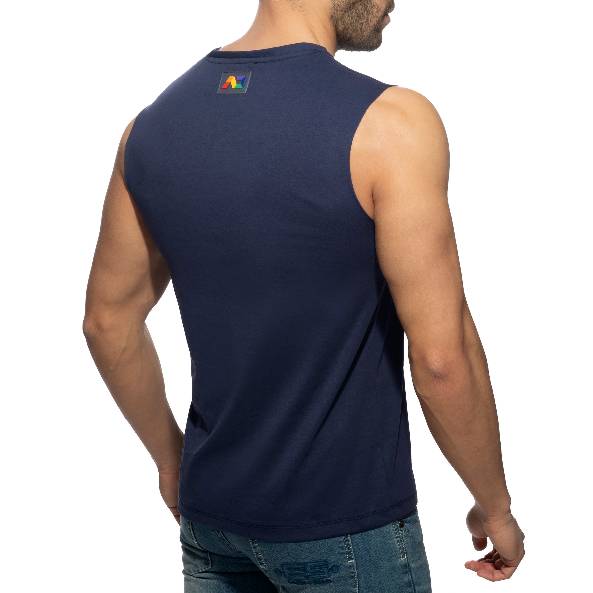 Addicted Rainbow Tape Tank Top Navy AD992