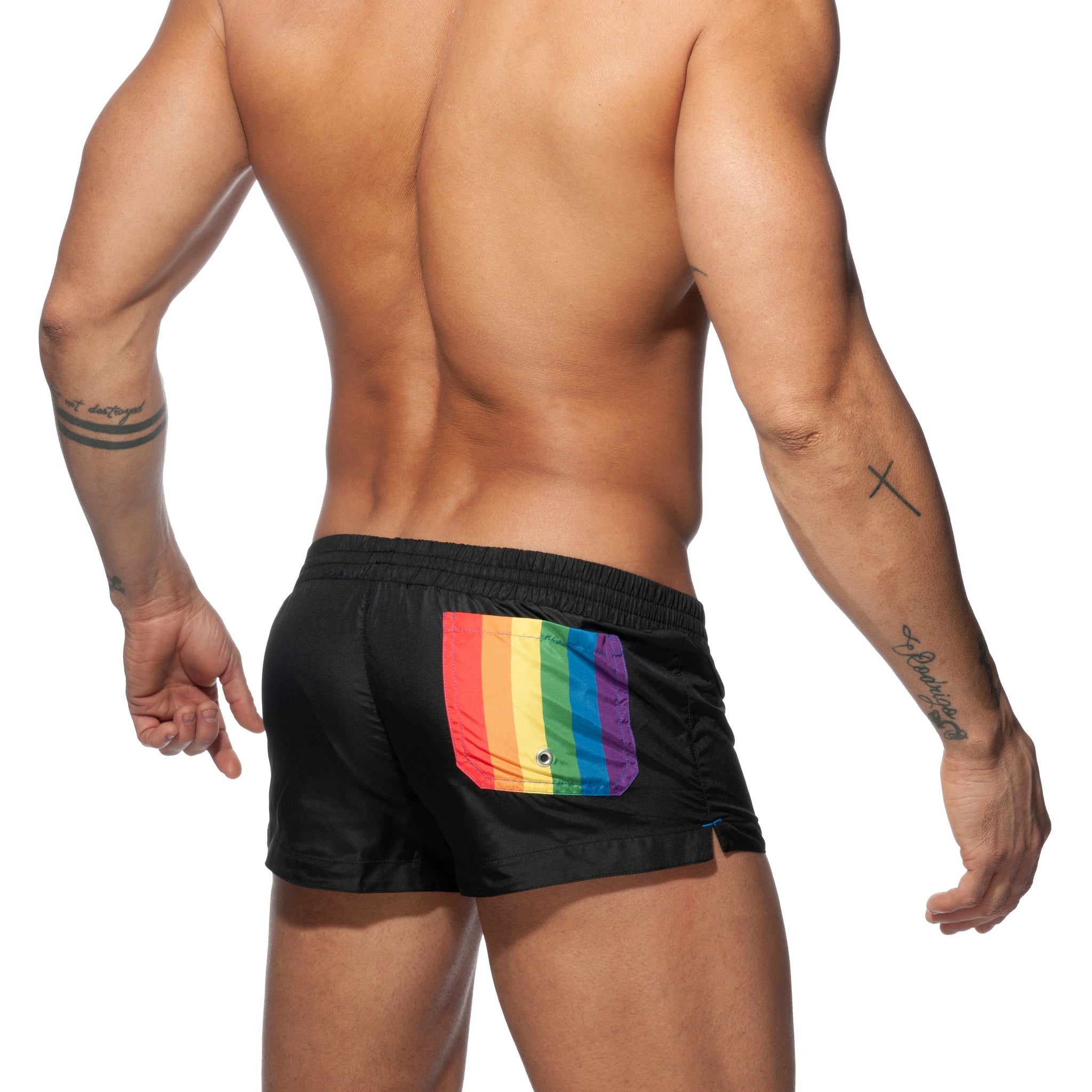 Addicted Rainbow Swim Short Black ADS197