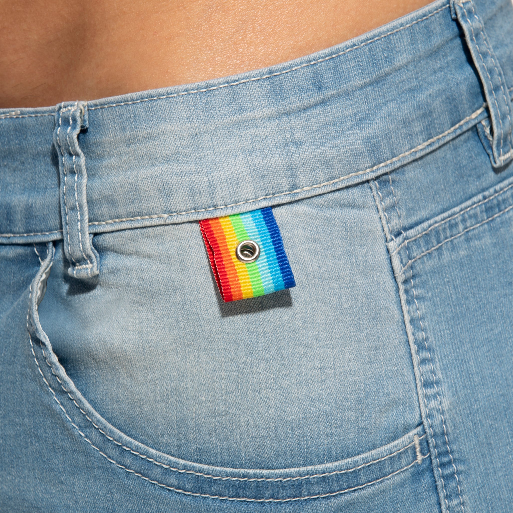 Addicted Rainbow Tape Short Jeans Blue Jeans AD991