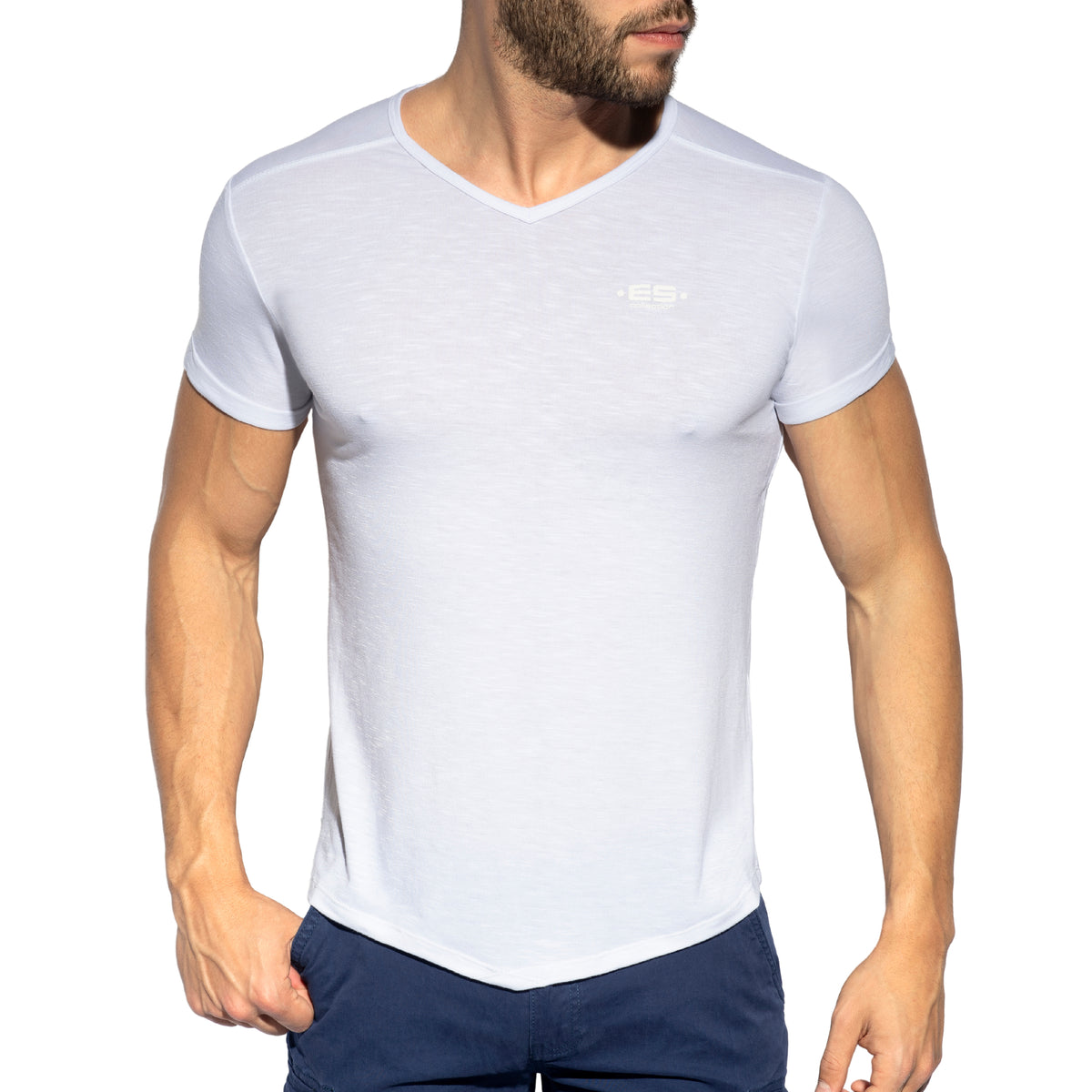 ES Collection V-Neck Flame T-Shirt White TS283