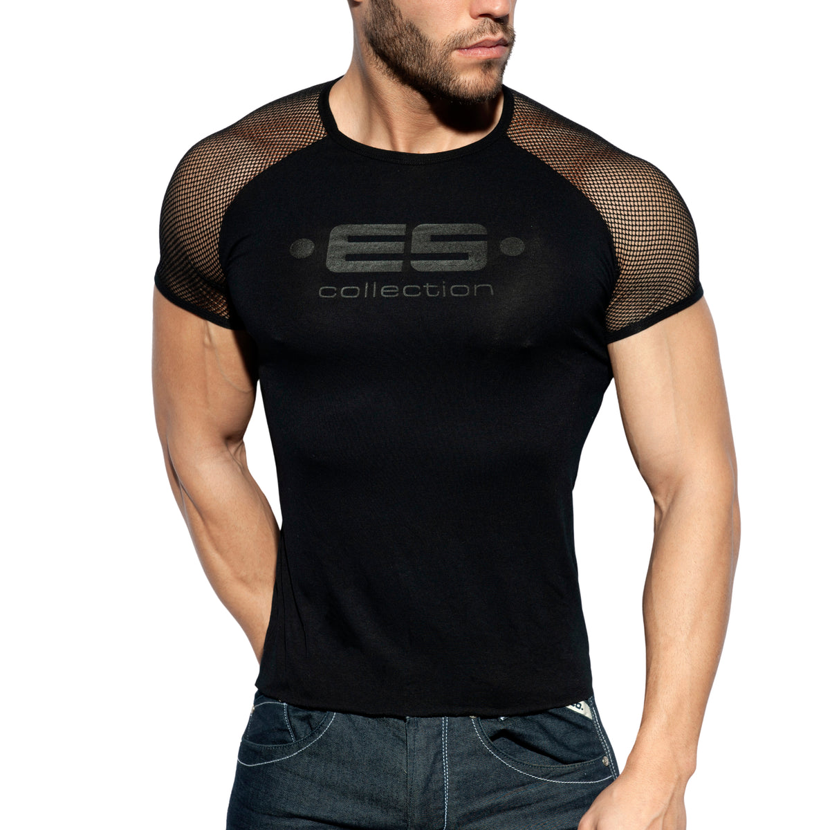 ES Collection Ranglan Mesh T-Shirt Black TS264
