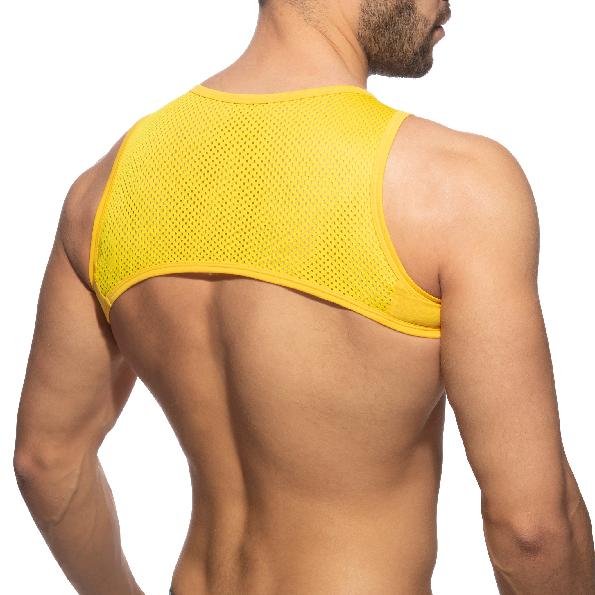 Addicted Mesh-Zip Crop Top Yellow AD998