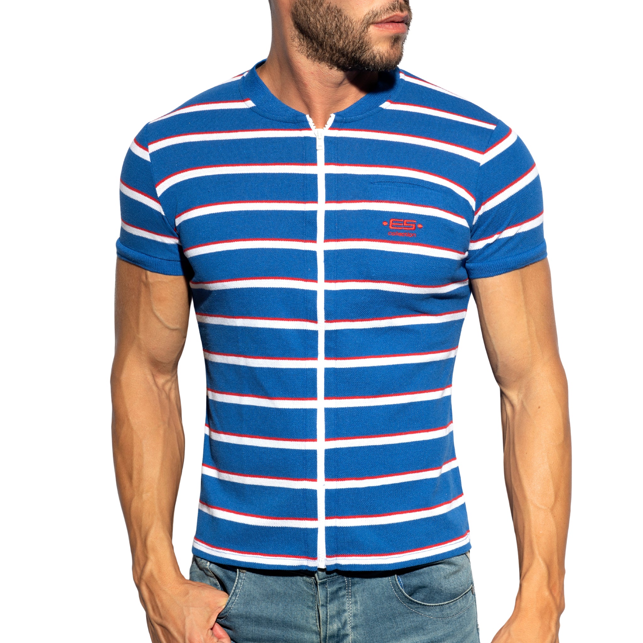ES Collection Stripes Polo Shirt Royal Blue POLO34