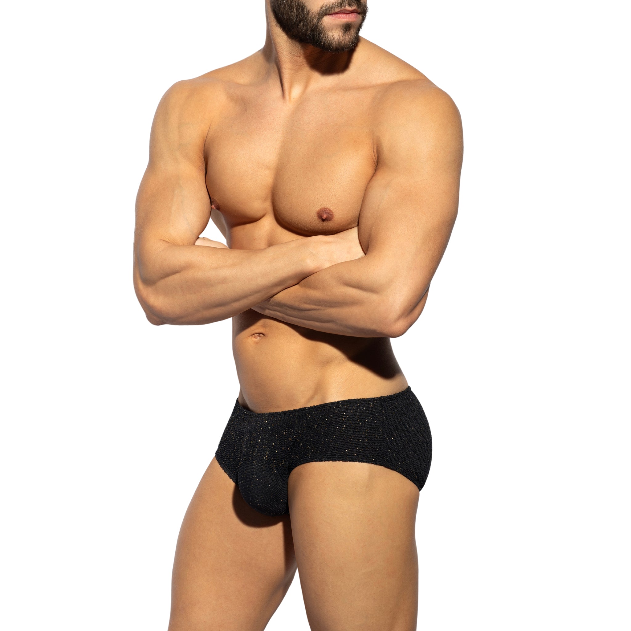 ES Collection Gold Glitter Sunga Black UN618