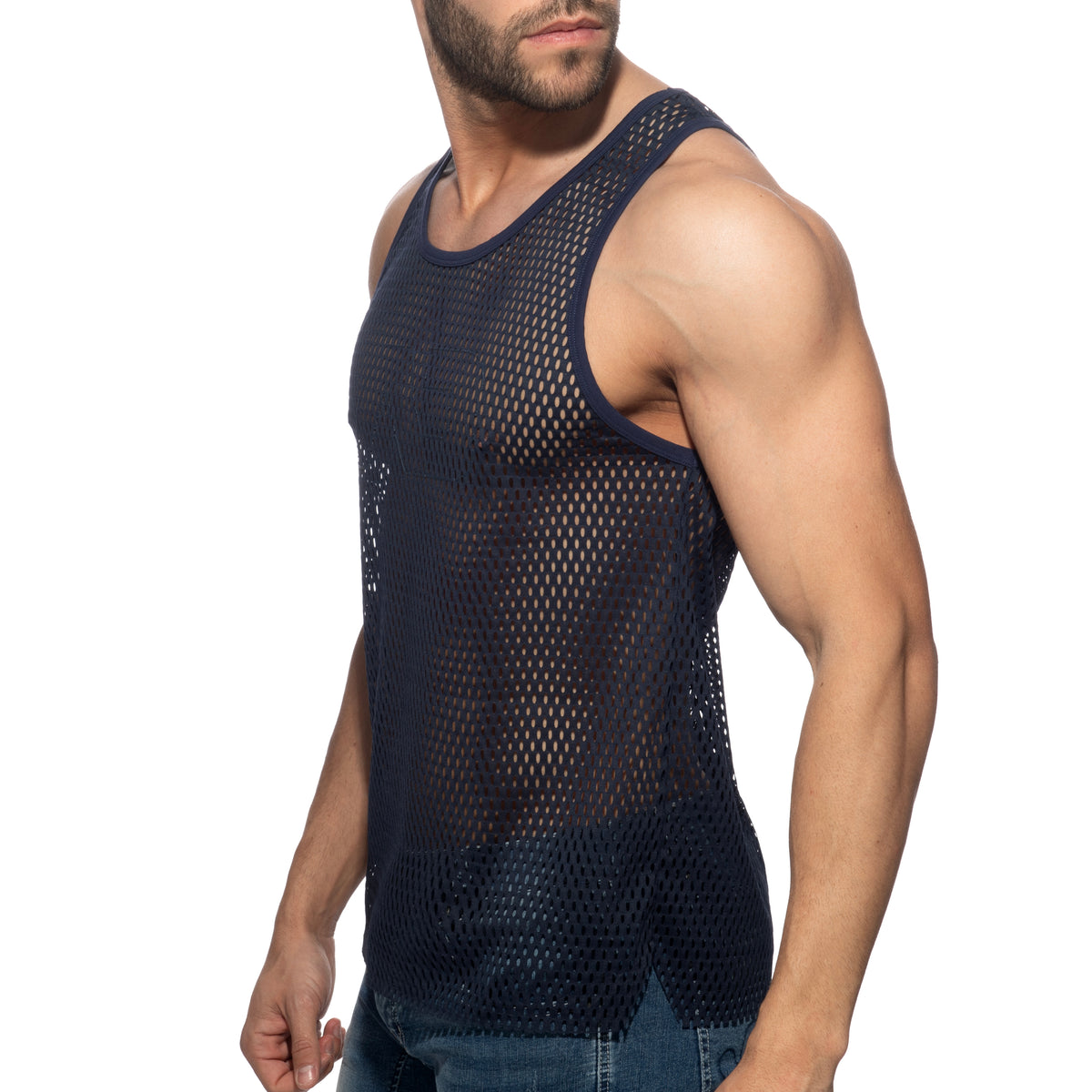 Addicted Open Mesh AD Tank Top Navy AD2248