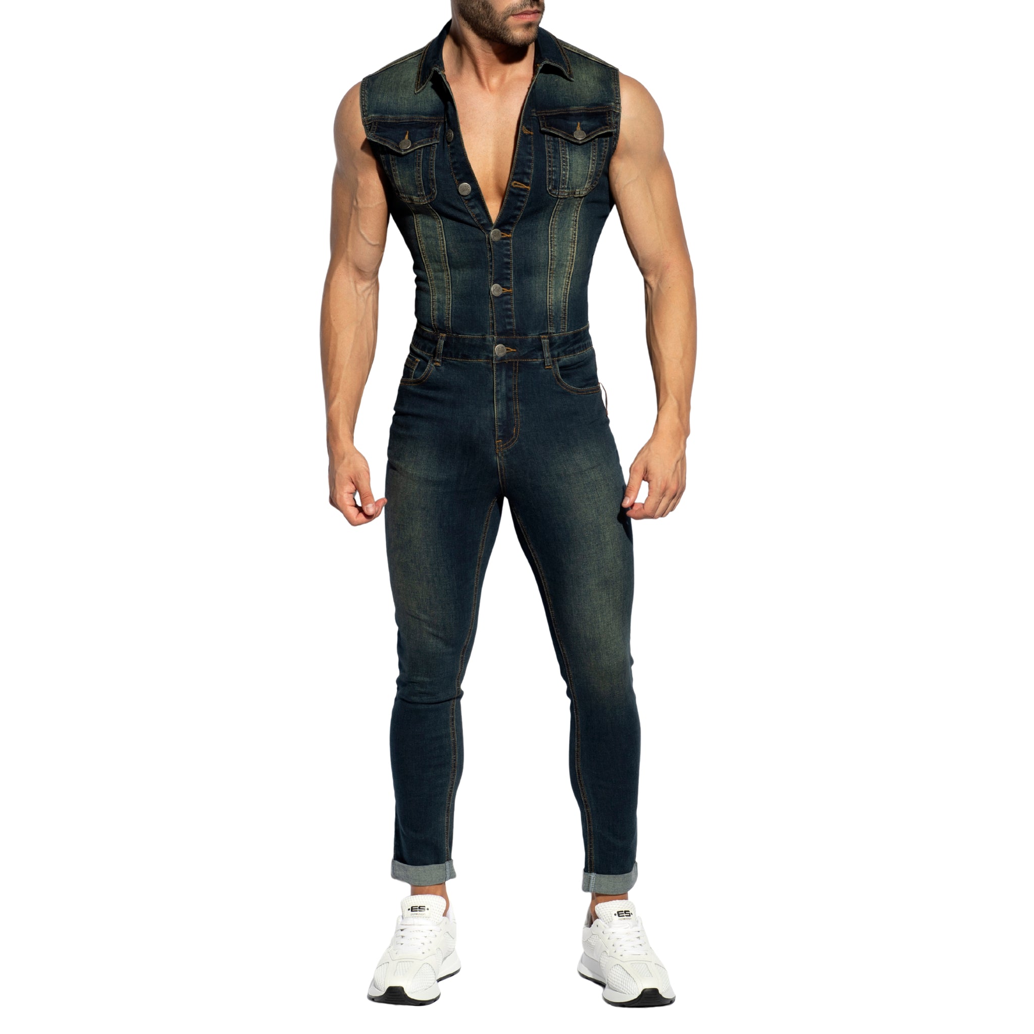 ES Collection Urban Denim Jumpsuit Pants Dark Jeans ESJ066