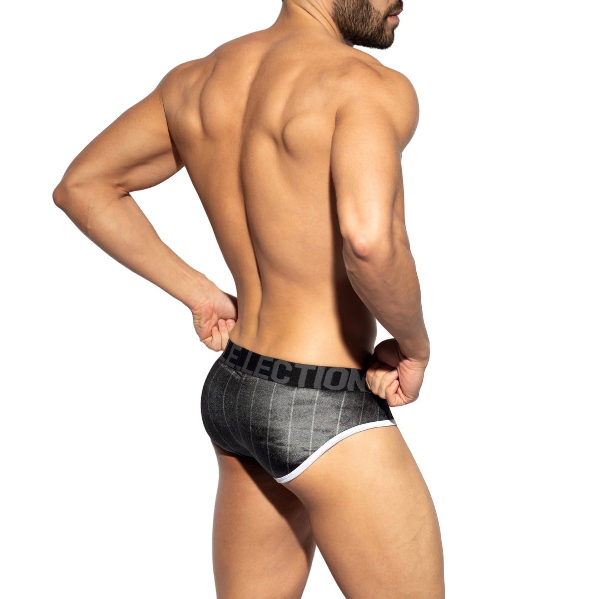 ES Collection Velvet Stripes Brief Black UN2133
