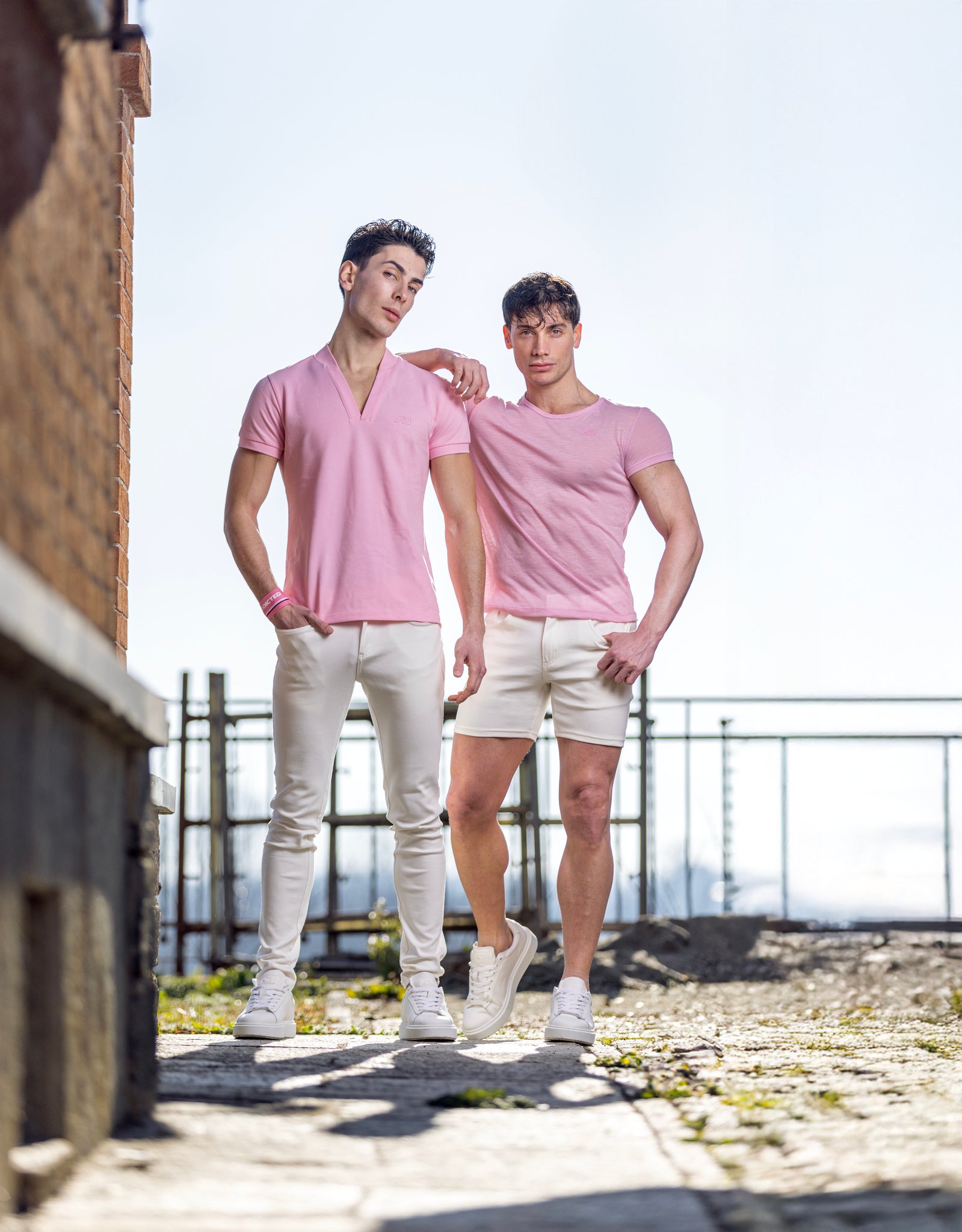 Addicted AD V-Neck Polo Shirt Pink AD1258
