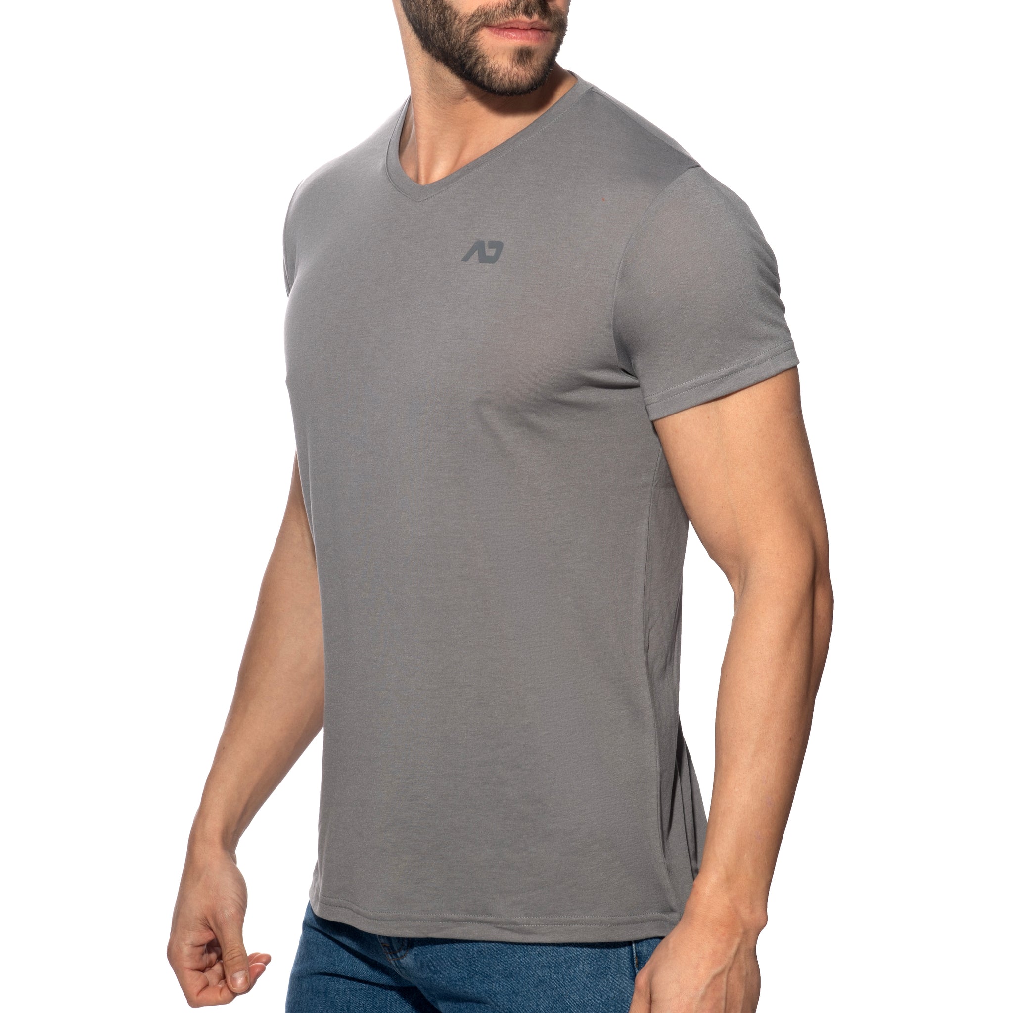 Addicted Basic V-Neck T-Shirt Heather Grey AD423
